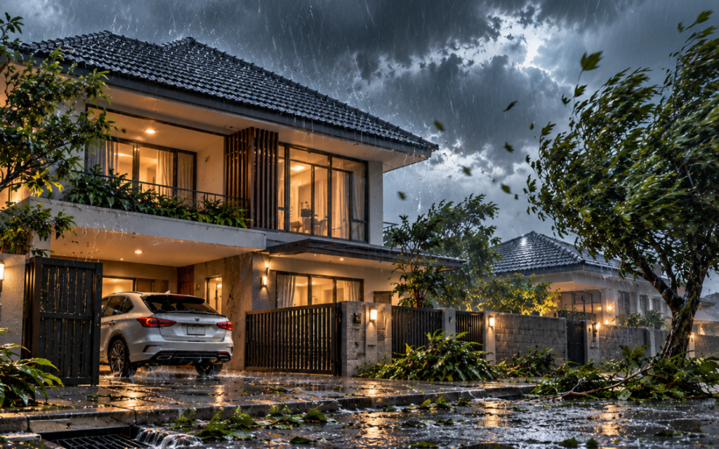 Stormy Modern House at Dusk